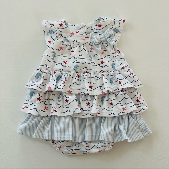 Janie and Jack Other - Janie and Jack 3-6 Months Baby Girl Seahorse Ruffle Romper Sunsuit Summer